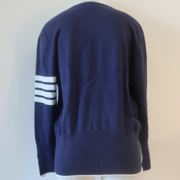 NWT Romi Basha Harper Navy Blue, White Cardigan Sweater O/S - Picture 7 of 10